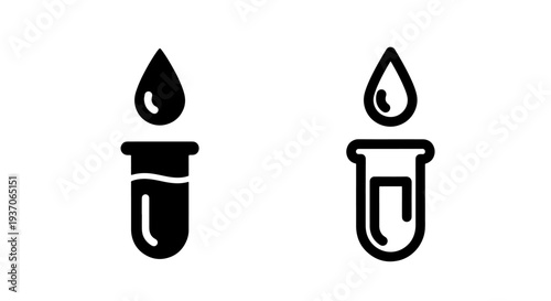 Test Tube with Liquid Drop Icon for Science Laboratory Research