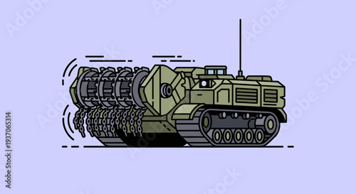 Military Tank Firing Multiple Rockets.