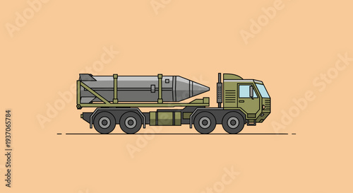 Military Missile Launcher Truck Vehicle Illustration.