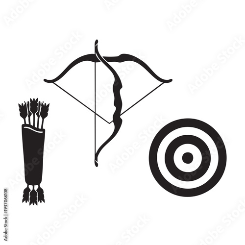 Classic Archery Equipment Recurve Bow Arrow Quiver and Target Silhouette Set