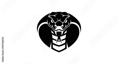 Black cobra head silhouette on white