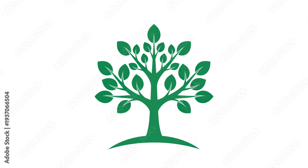 Obraz premium Green tree illustration on white background