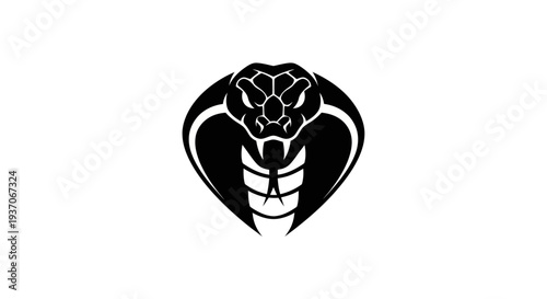 Black cobra head silhouette on white