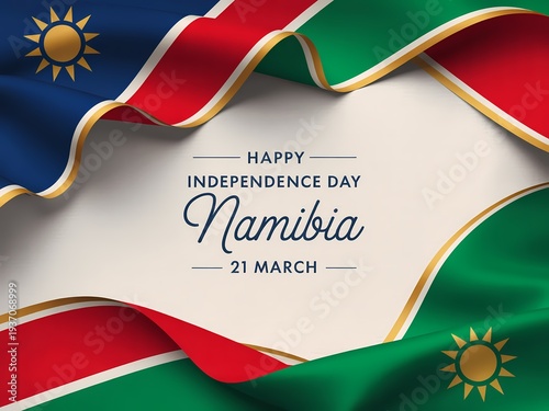Happy independence day namibia 21 march celebration with waving flag