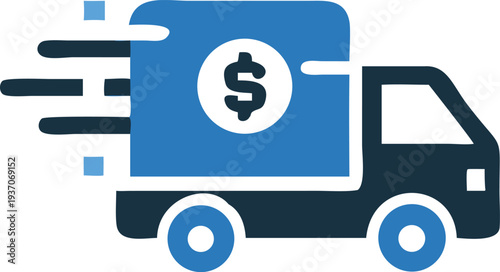 Delivery truck rushes money fast to its destination, showcasing speed and reliability