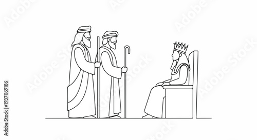 Scene from the bible with Moses speaking to the queen in the Old Testament. Old Testament narrative includes Moses and the queen discussing important matters.
