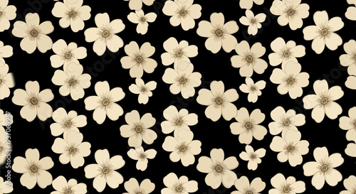 a bunch of white flowers on black background.