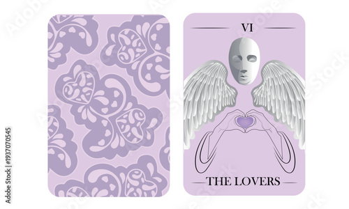 The Lovers Tarot Card – Major Arcana VI Esoteric Spiritual Vector Design