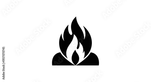 Black flame icon on white background