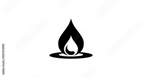 Black flame symbol on white background