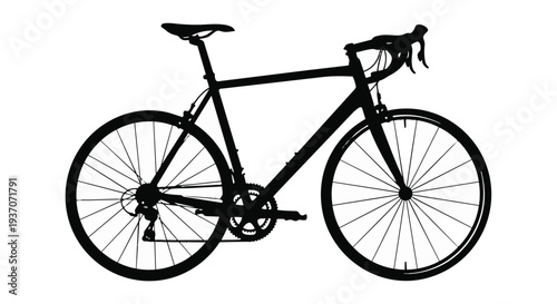 Black bicycle silhouette on with wheels and handlebars