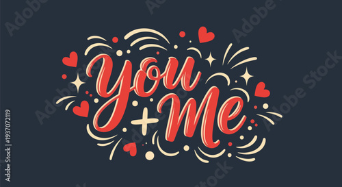 You and me calligraphic vector design