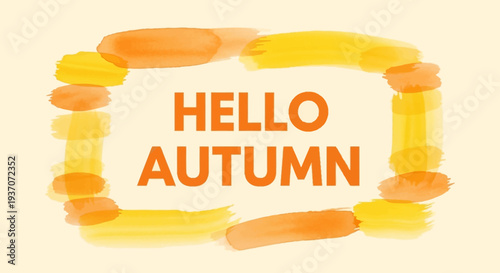 Hello autumn seasonal greeting card design.