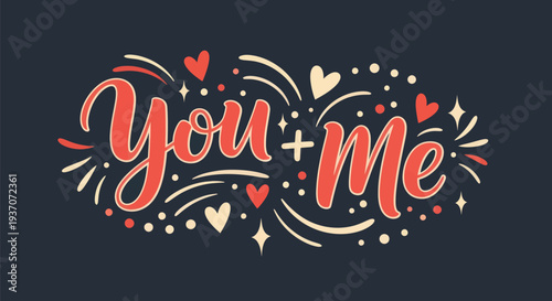 You and me calligraphy design