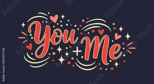 You and me decorative text design