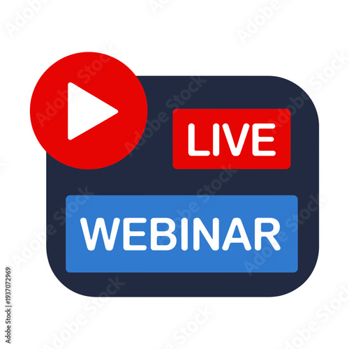 A webinar icon with a live play button for online events