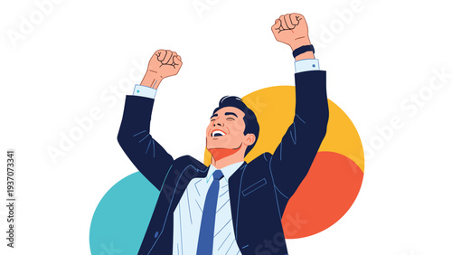 Set of illustrations featuring ten diverse businesspeople in professional suits showing various gestures, poses, and expressions.