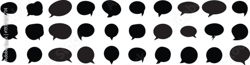 Dark black isolated modern chat-box icons on white background.
