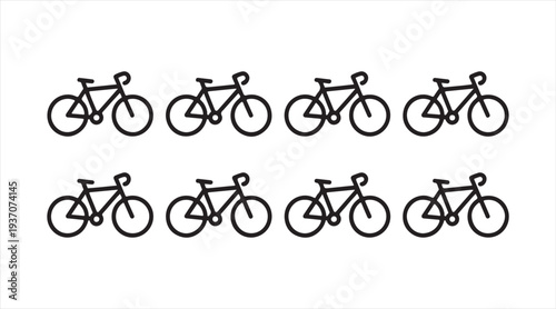 Bike silhouette icon set isolated for eco transportation and cycling sport graphics