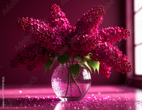lilac in a glass vase