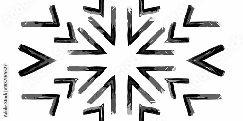 Abstract starburst pattern with geometric shapes in grayscale tones