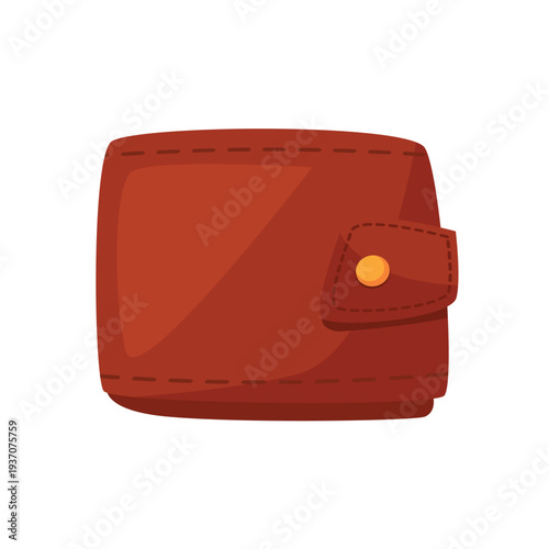 Wallet vector icon, brown leather wallet illustration, isolated on white background