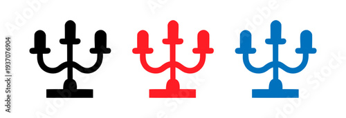 Minimalist candelabra icons set in three colors
