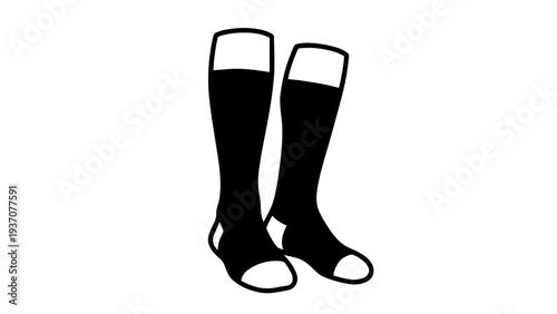 Vector illustration of black socks icon on for fashion and clothing on a transparent background