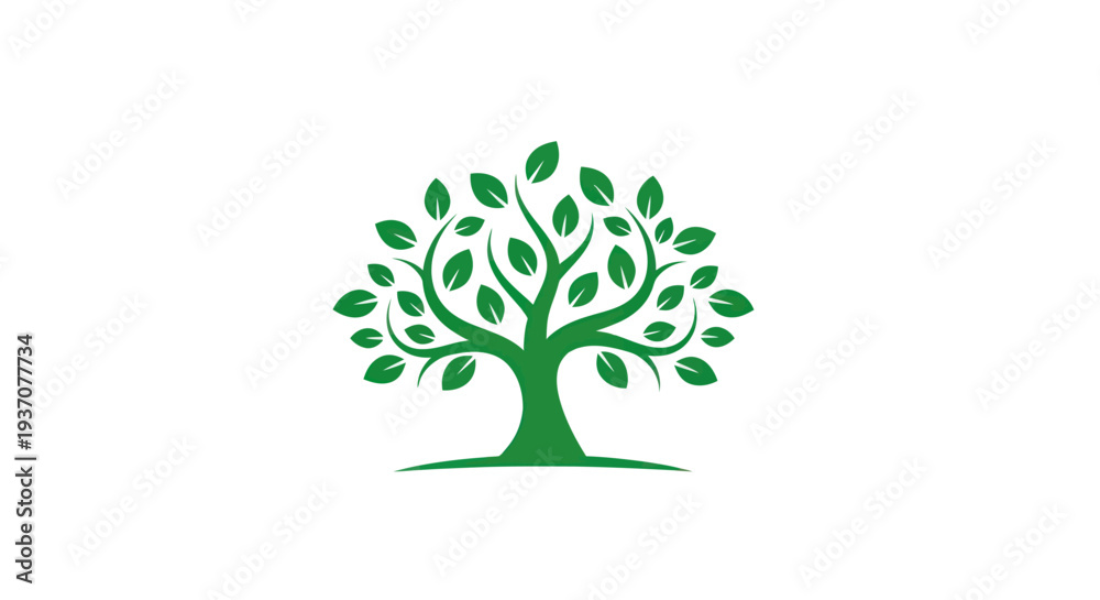 Obraz premium Green tree illustration on white background