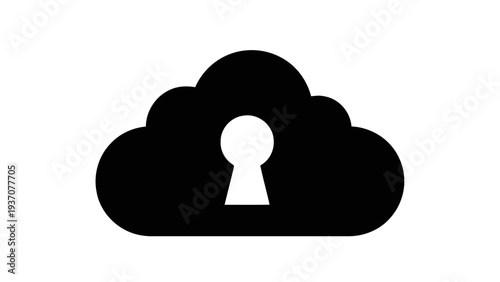 Vector illustration of black cloud with keyhole silhouette on a transparent background