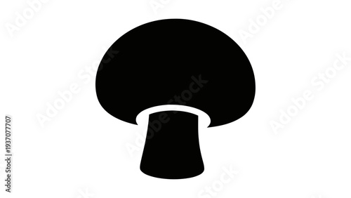 Vector illustration of black silhouette of a mushroom on a transparent background