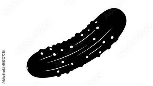 Vector illustration of black silhouette of a cucumber on a on a transparent background