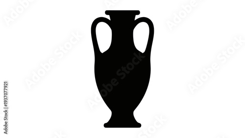 Vector illustration of a black silhouette of an ancient greek vase on a transparent background