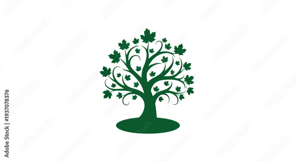 Obraz premium Green tree illustration on white background