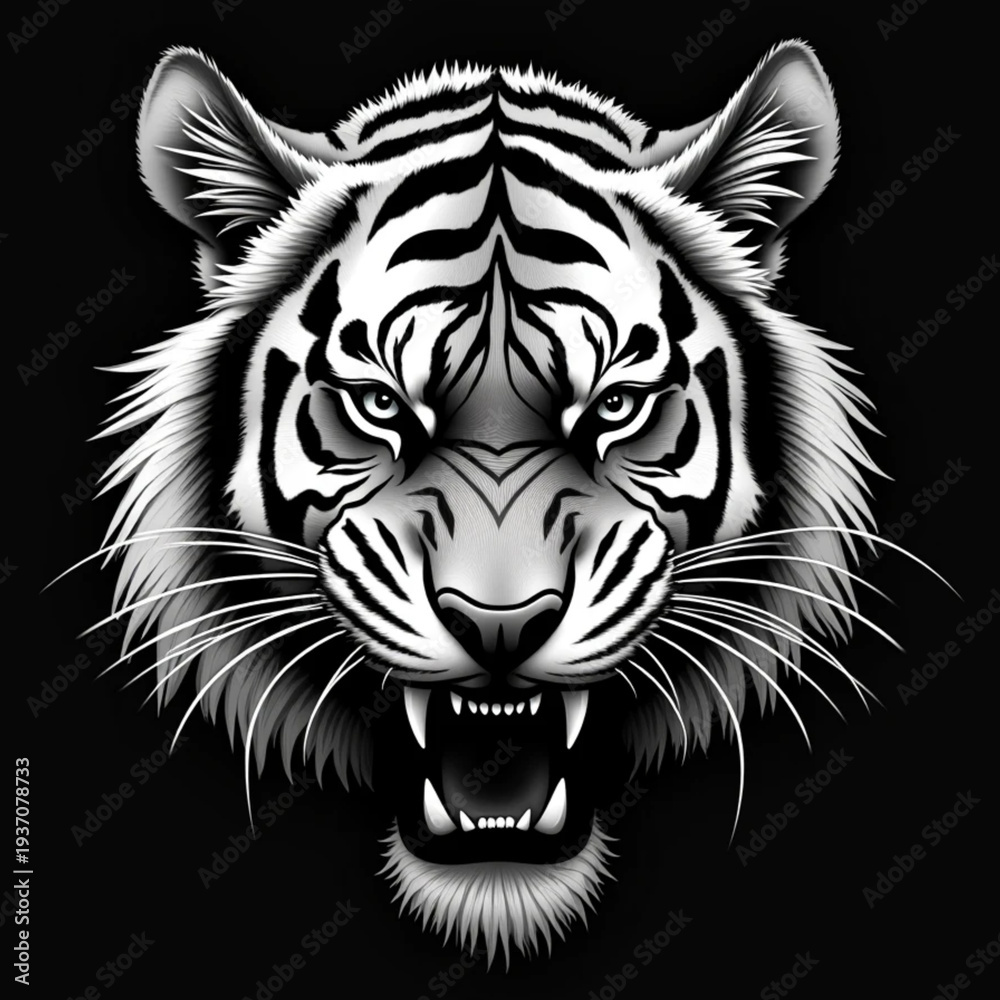 Fototapeta premium Black Vector Tiger Head