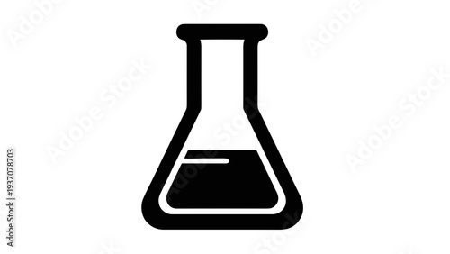 Vector illustration of black outline of a laboratory flask on a on a transparent background