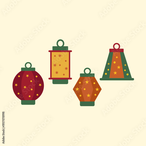 Decorative Hanging Lamp Flat Vector Illustration