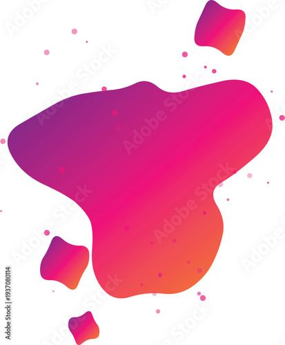 Vibrant abstract liquid blob shape gradient design element isolated on transparent background