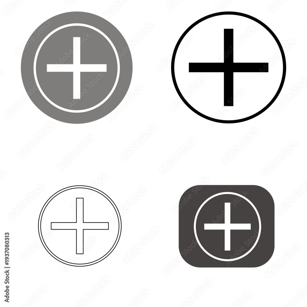Fototapeta premium Plus and minus icons with religious symbols and buttons.