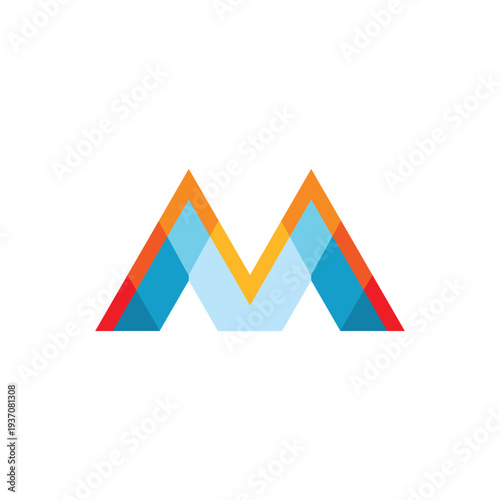 Colorful Abstract Letter M Logo With Overlapping Geometric Shapes For Modern Branding