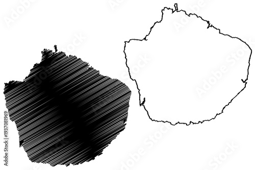 Yakushima island (Japan, East Asia, Japanese archipelago, Osumi Islands) map vector illustration, scribble sketch Yakushima map