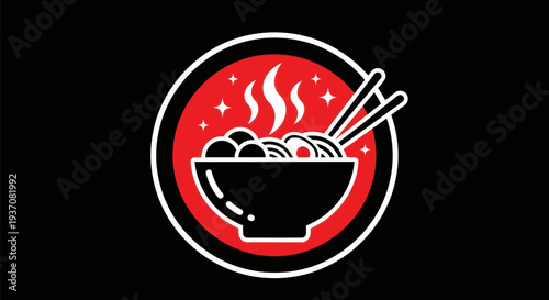 Noodle bowl with chopsticks graphic