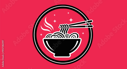 Noodle bowl with chopsticks graphic