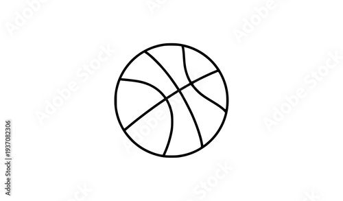 Basketball outline icon with ball panel lines minimal sports line vector symbol isolated