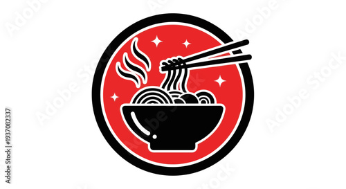 Noodle bowl with chopsticks vector illustration