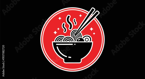 Noodle bowl with chopsticks vector illustration