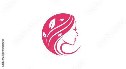 Womans face and leaves logo design