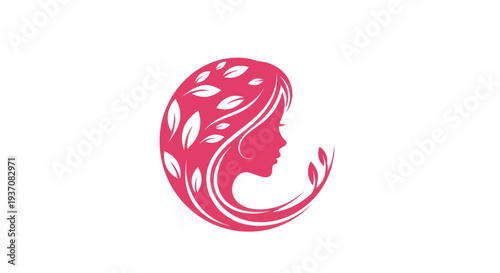 Woman profile with leaf hair design
