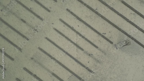 Oyster Farm Sea Overhead View Aerial Whitstable UK Seabed