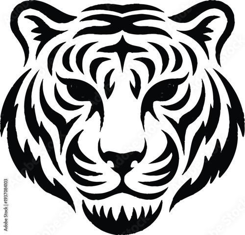 stylized tiger face tribal logo vector design